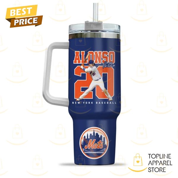 New York Mets Pete Alonso Signature Tumbler With Handle And Straw