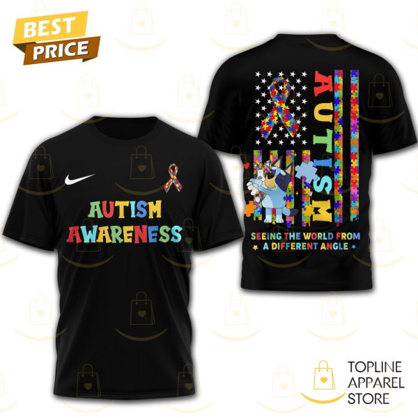 Bluey x  Autism Awareness 3D T-Shirt – Black