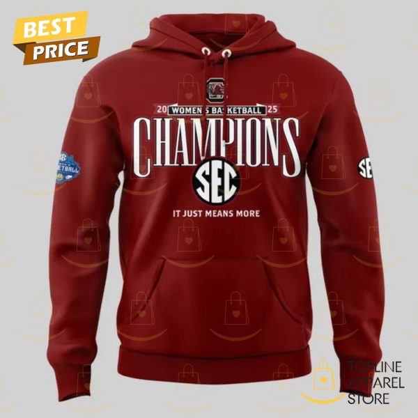 South Carolina Gamecocks 2025 SEC Womens Basketball Champions Hoodie – Red