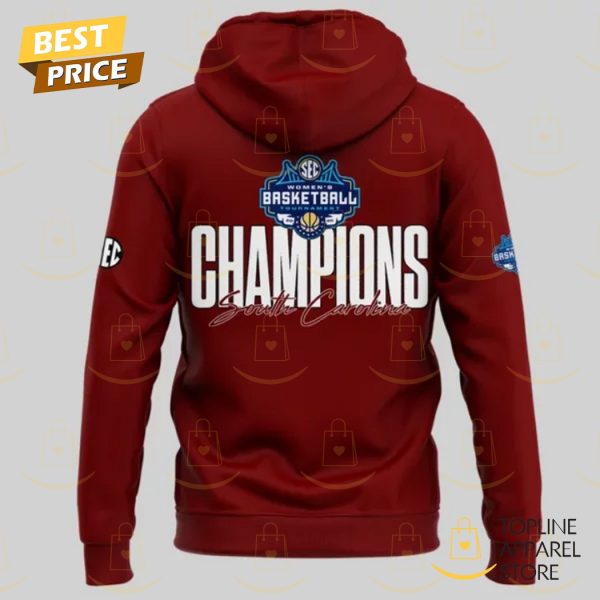 South Carolina Gamecocks 2025 SEC Womens Basketball Champions Hoodie – Red