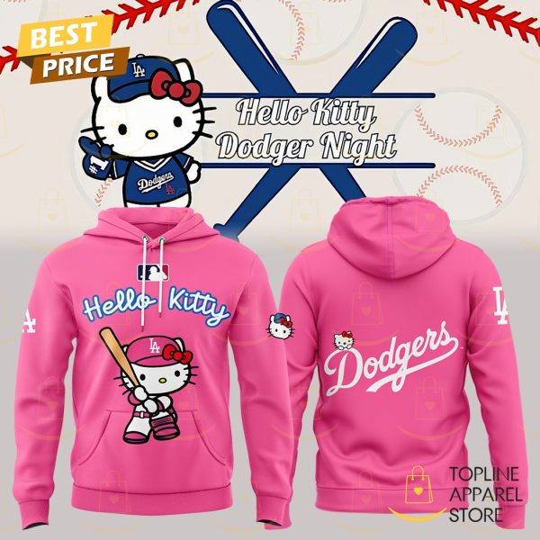 2025 Los Angeles Dodgers x Hello Kitty Night Hoodie – Pink