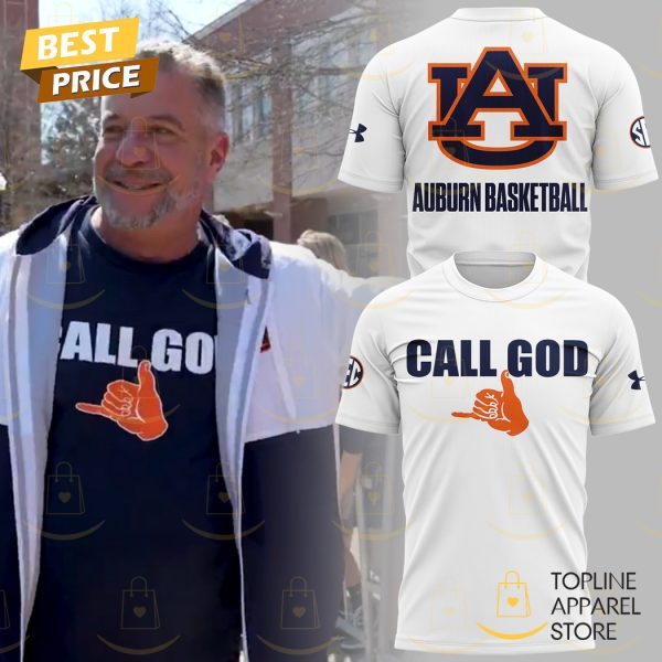 Auburn Tigers Basketball 2025 Call God 3D T-Shirt – White