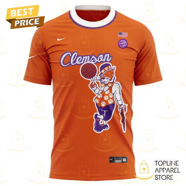 2025 Clemson Tigers Basketball Logo 3D T-Shirt – Orange