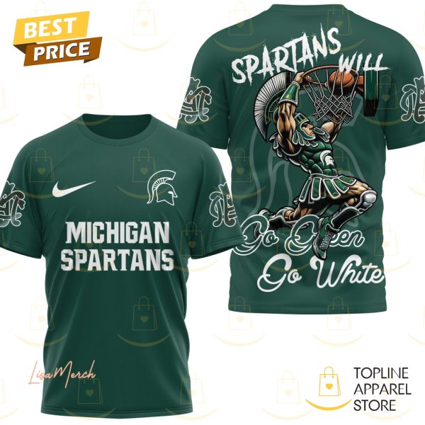 Michigan State Spartans Go Green Go White 3D T-Shirt