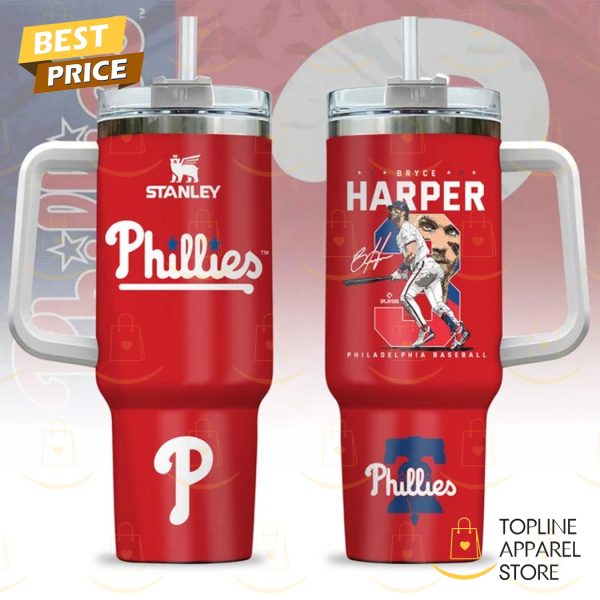 Philadelphia Phillies Bryce Harper Signature Tumbler With Handle And Straw