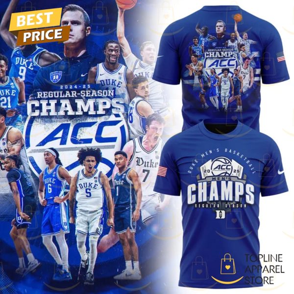 Duke Blue Devils Mens Basketball 2025 ACC Regular Season Champions 3D T-Shirt