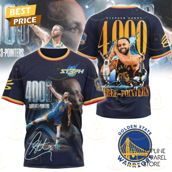 Stephen Curry Golden State Warriors 4000 Threes – Pointers Signature 3D T-Shirt