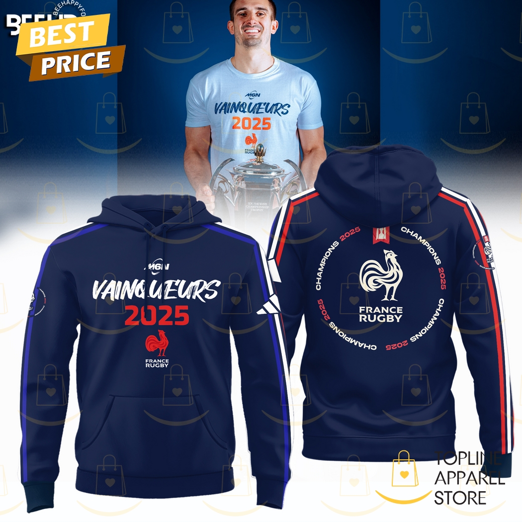 France Rugby Six Nations 2025 Champions Hoodie - Blue France Rugby Six Nations 2025 Champions Hoodie - Blue