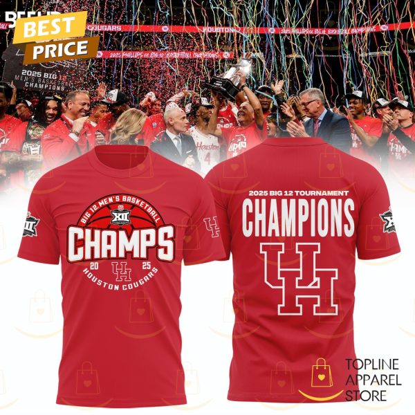 Houston Cougars 2025 Big 12 Mens Basketball Conference Tournament Champions 3D T-Shirt – Red