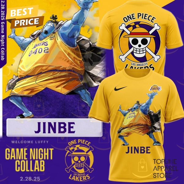 Los Angeles Lakers x Jinbe One Piece Game Night 3D T-Shirt