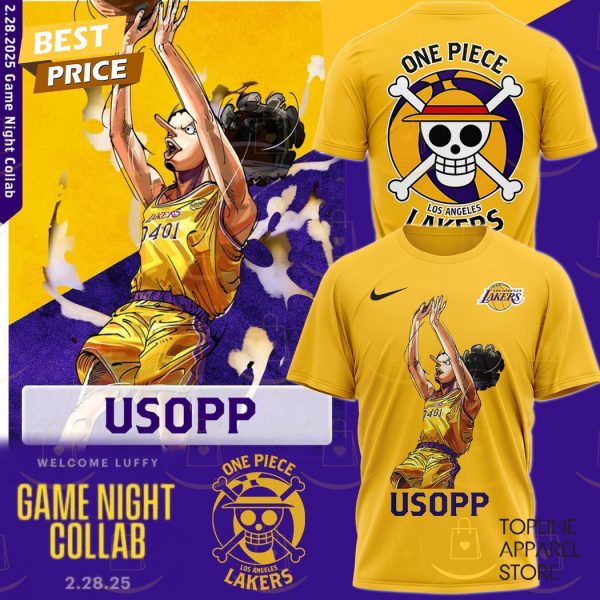 Los Angeles Lakers x Usopp One Piece Game Night 3D T-Shirt