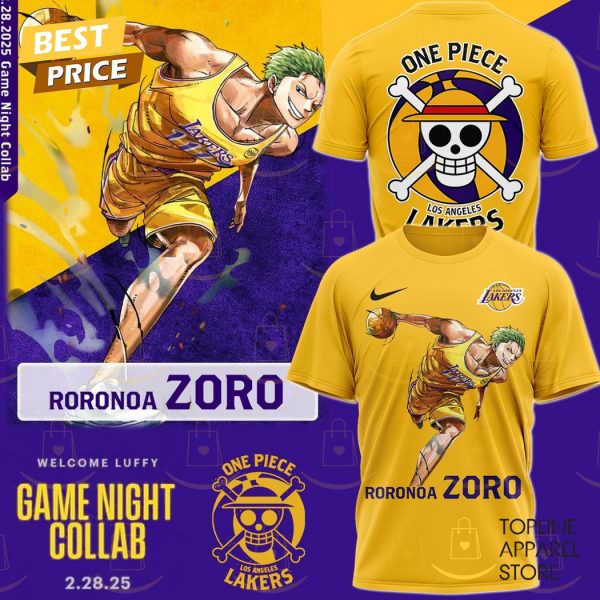 Los Angeles Lakers x Zoro One Piece Game Night 3D T-Shirt