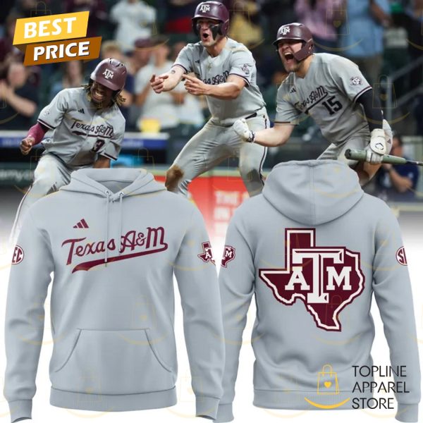 Texas A&M Aggies Baseball 2025 Hoodie – Grey