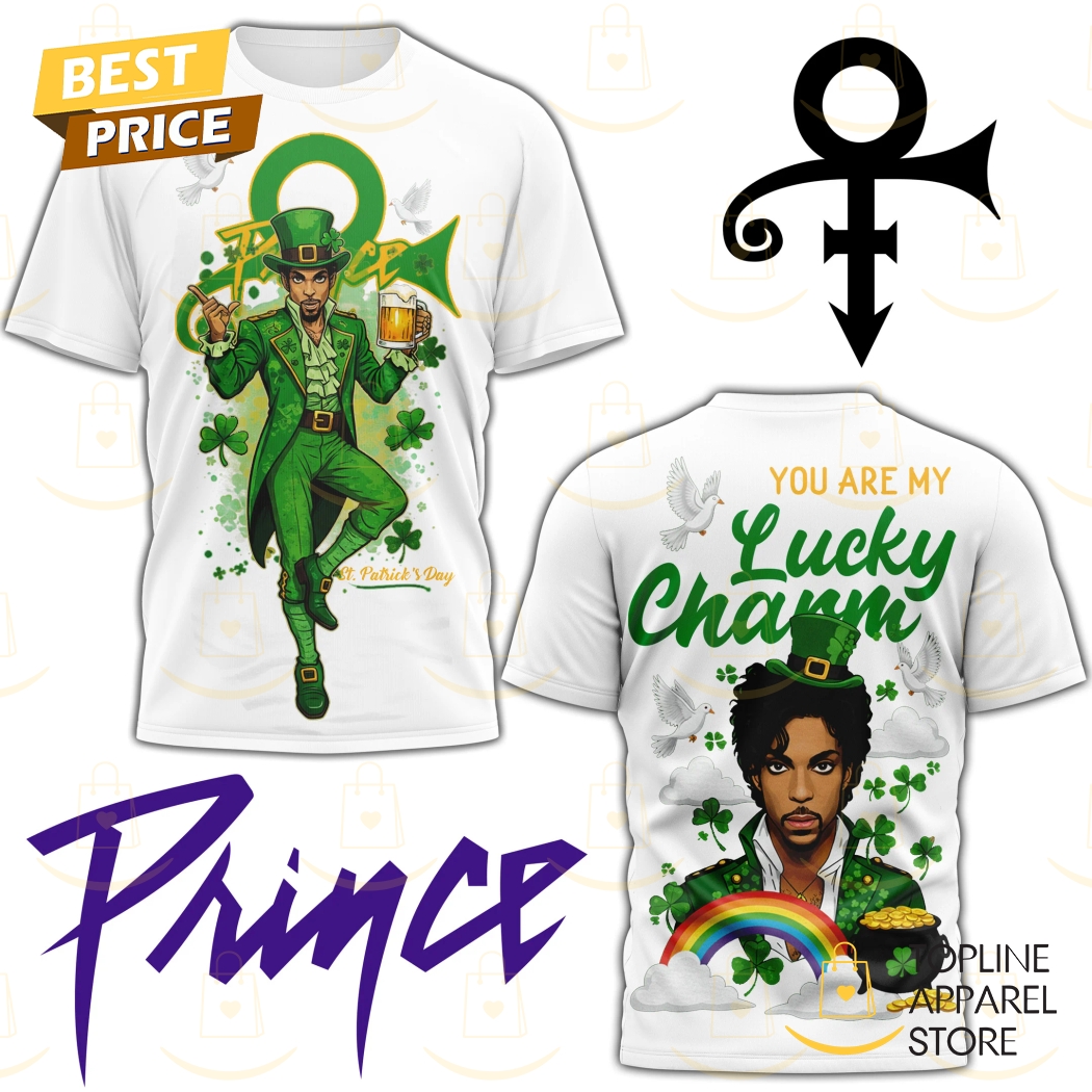 Prince - Happy St Patricks Day - You Are Lucky Charm 3D T-Shirt - White Prince - Happy St Patricks Day - You Are Lucky Charm 3D T-Shirt - White