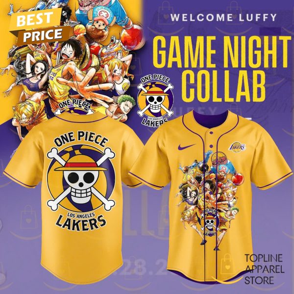 Los Angeles Lakers x One Piece Game Night Baseball Jersey – Gold