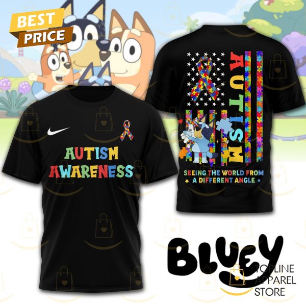 Bluey x  Autism Awareness 3D T-Shirt – Black