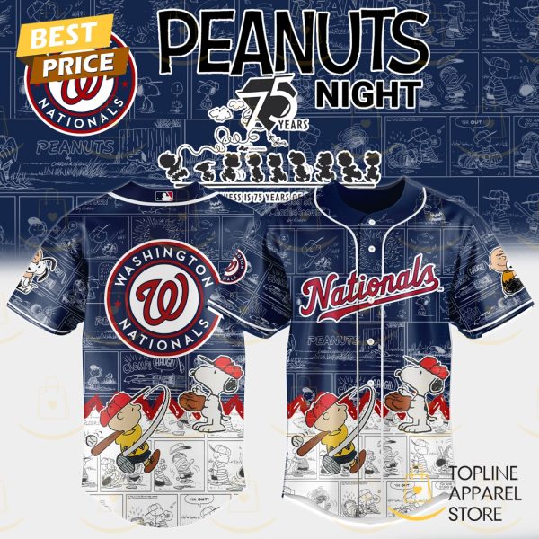 Washington Nationals x Peanuts Night 75 Years Baseball Jersey