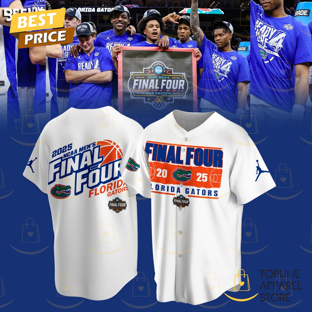 2025 NCAA Mens Basketball Tournament March Madness Final Four Regional Champions Florida Gators Baseball Jersey - White 2025 NCAA Mens Basketball Tournament March Madness Final Four Regional Champions Florida Gators Baseball Jersey - White