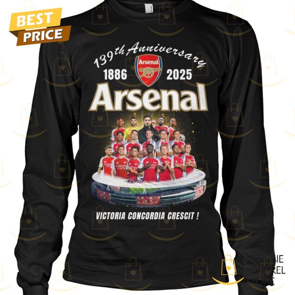 Arsenal 139th Anniversary 1886-2025 Victoria Condordia Crescit Unisex T-Shirt