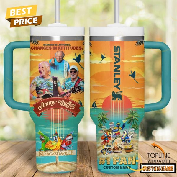 Personalized Jimmy Buffett Changes In Latitudes Changes In Attitudes Tumbler With Handle And Straw