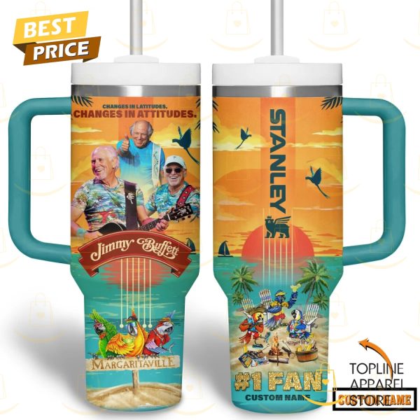 Personalized Jimmy Buffett Changes In Latitudes Changes In Attitudes Tumbler With Handle And Straw