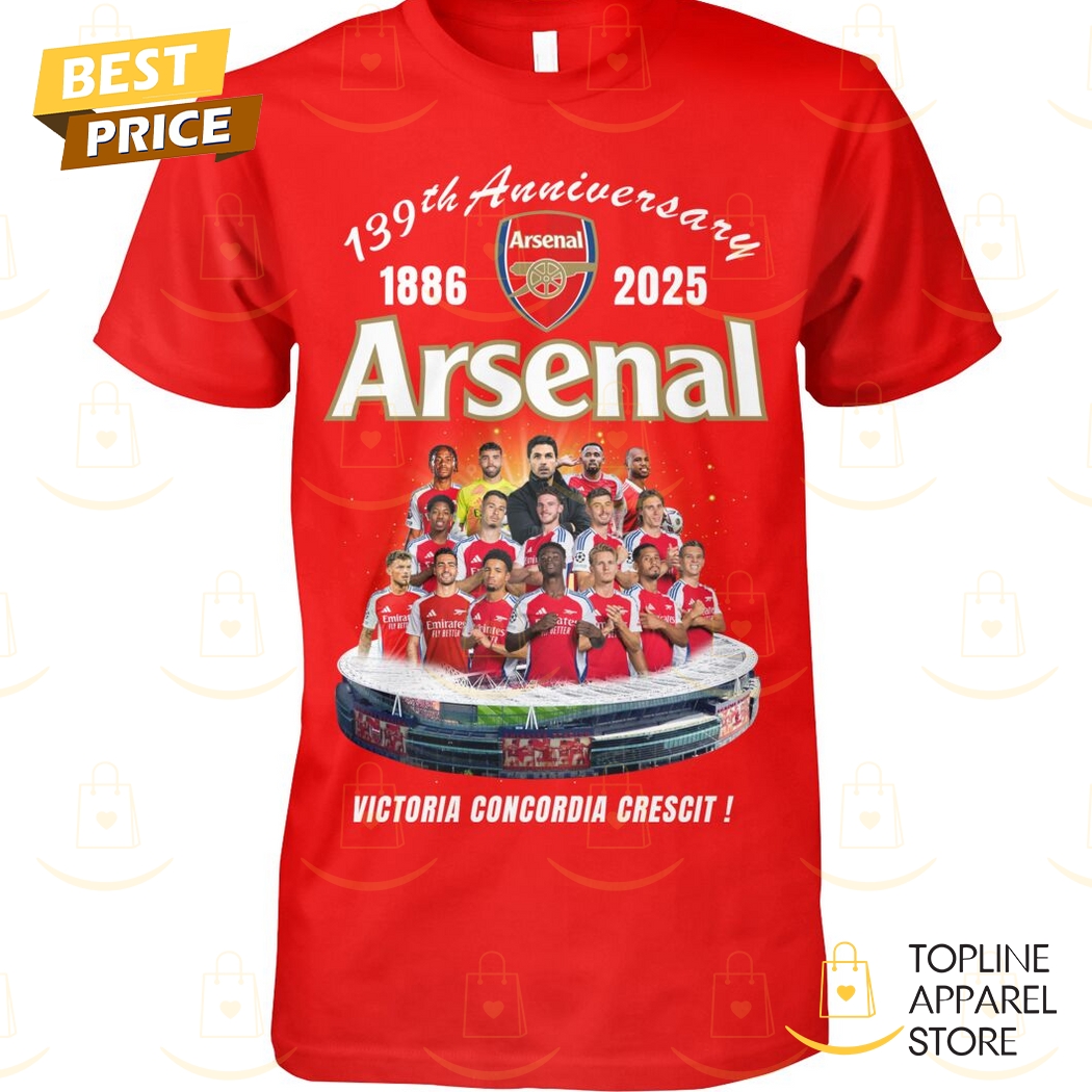Arsenal 139th Anniversary 1886-2025 Victoria Condordia Crescit Unisex T-Shirt