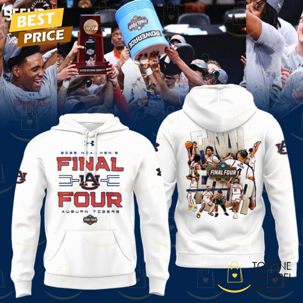 Auburn Tigers 2025 NCAA Mens Basketball Final Four Hoodie � White