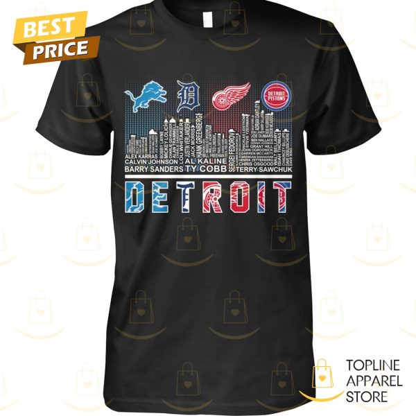 Detroit Lions x Detroit Tigers x Detroit Red Wings x Detroit Pistons Unisex T-Shirt
