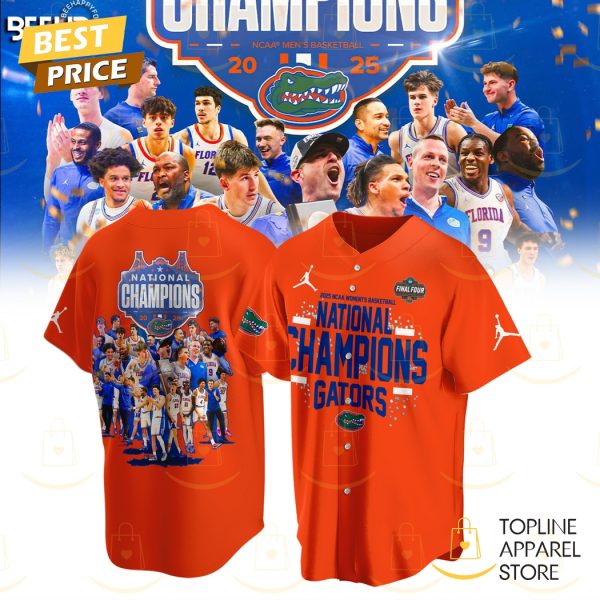 Florida Gators 2025 NCAA Mens Basketball National Champions Baseball Jersey – Orange