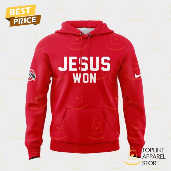 Ohio State Buckeyes Football 2025 JESUS WON He Is Risen Red Hoodie