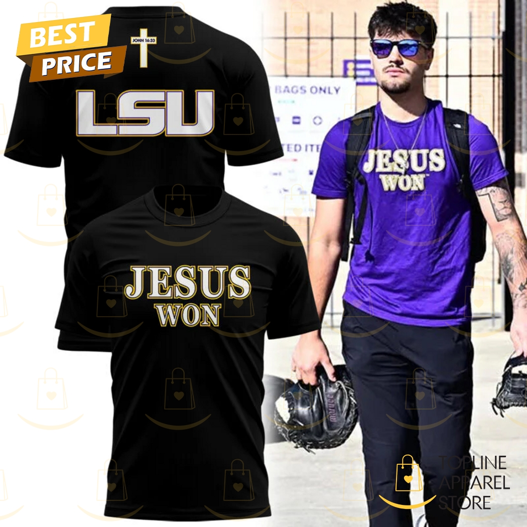 LSU Tigers Jesus Won 2025 3D T-Shirt - Black LSU Tigers Jesus Won 2025 3D T-Shirt - Black