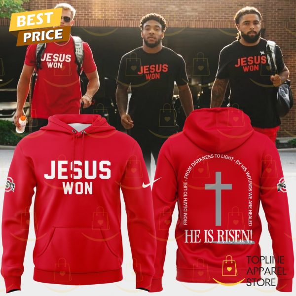 Ohio State Buckeyes Football 2025 JESUS WON He Is Risen Red Hoodie