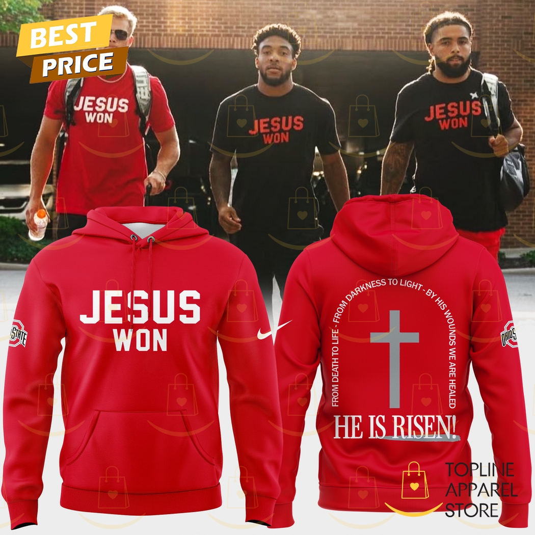 Ohio State Buckeyes Football 2025 JESUS WON He Is Risen Red Hoodie