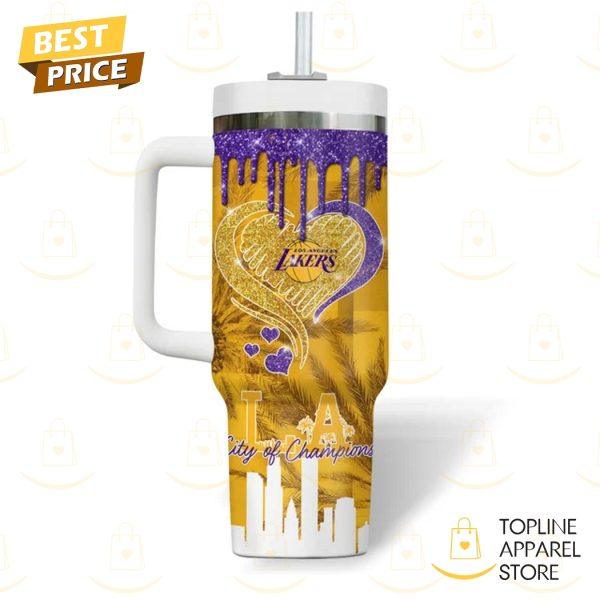 Los Angeles Lakes City Of Champions Tumbler With Handle And Straw