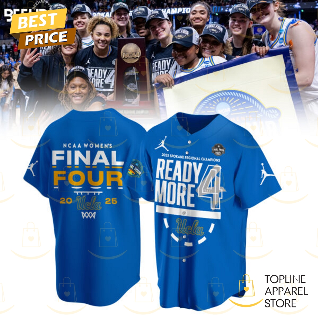 UCLA Bruins 2025 NCAA Womens Basketball Ready More 4 Final Four Regional Champions Baseball Jersey UCLA Bruins 2025 NCAA Womens Basketball Ready More 4 Final Four Regional Champions Baseball Jersey