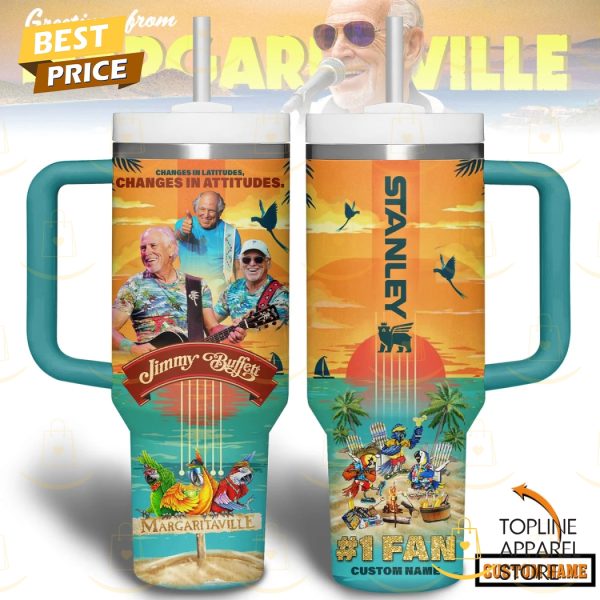 Personalized Jimmy Buffett Changes In Latitudes Changes In Attitudes Tumbler With Handle And Straw