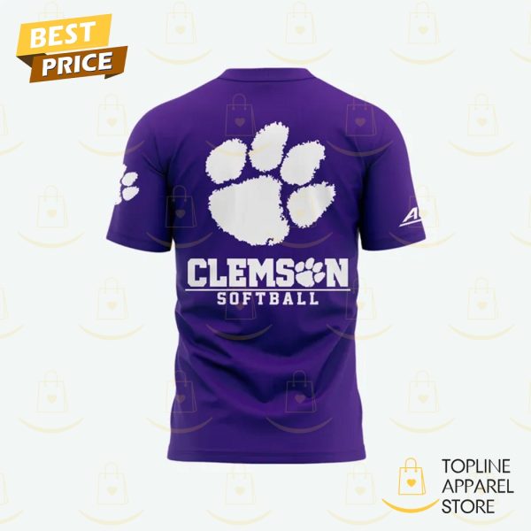 Clemson Tigers 2025 ACC Softball Conference Tournament Champions 3D T-Shirt – Purple