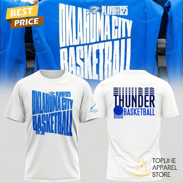 2025 Oklahoma City Thunder Playoff 3D T-Shirt – White