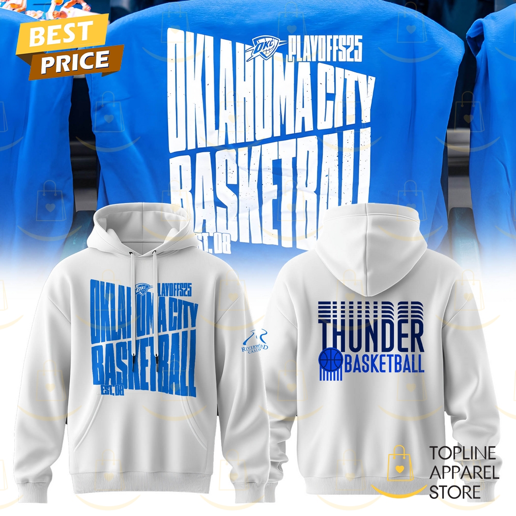 2025 Oklahoma City Thunder Playoff Hoodie - White 2025 Oklahoma City Thunder Playoff Hoodie - White