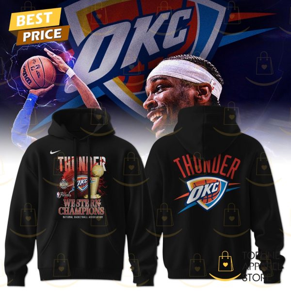 2025 Western Conference Champions National Basketball Association Oklahoma City Thunders Finals Hoodie – Black