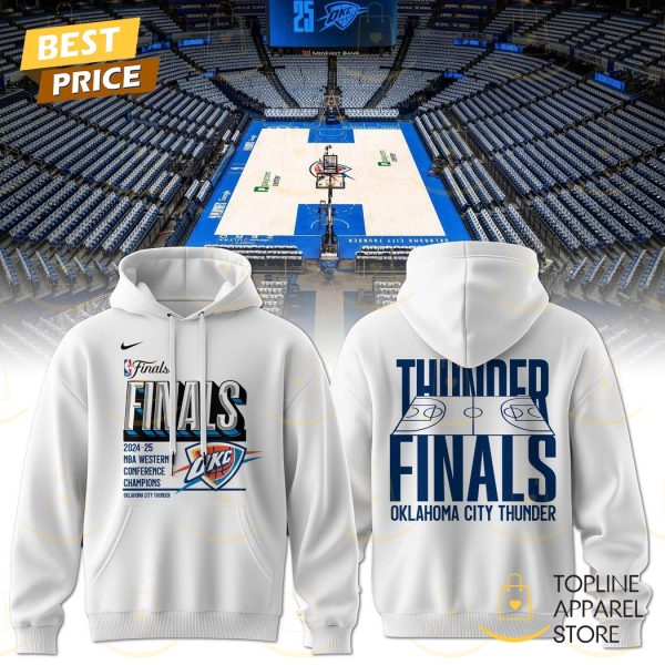 2025 Western Conference Champions Oklahoma City Thunders Finals Hoodie – White