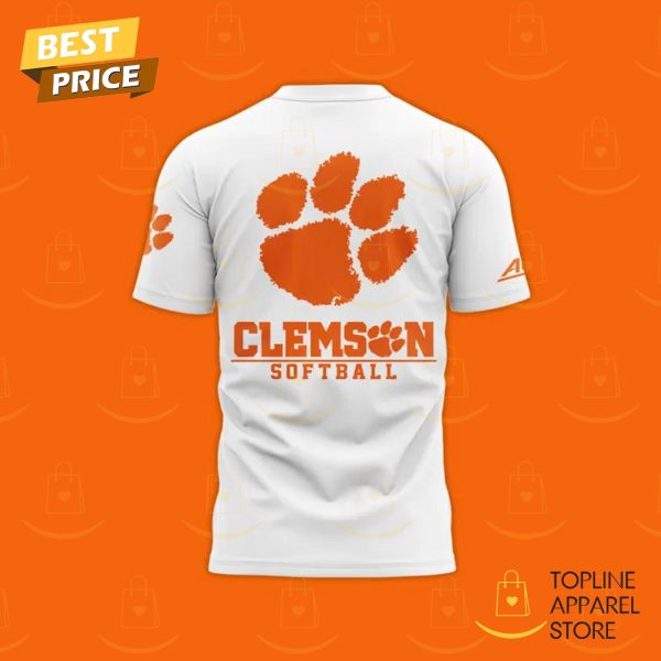 Clemson Tigers 2025 ACC Softball Conference Tournament Champions 3D T-Shirt – White