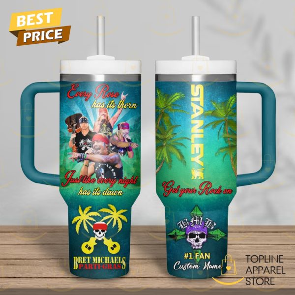 Personalized Bret Michaels Every Rose Has Its Thorn Tumbler With Handle And Straw