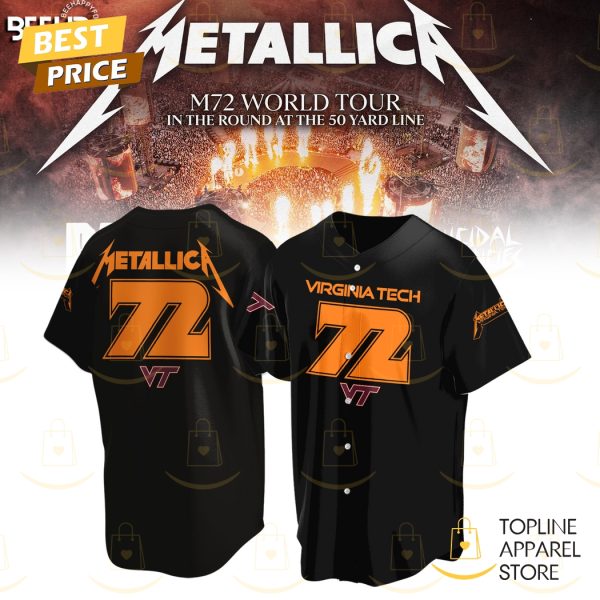 Virginia Tech Hokies Metallica Metallica M72 World Tour Baseball Jersey – Black