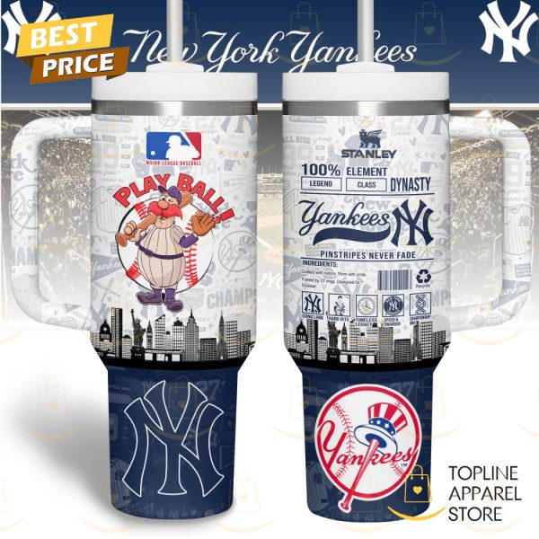 New York Yankees Pinstripes Never Fade Tumbler With Handle And Straw