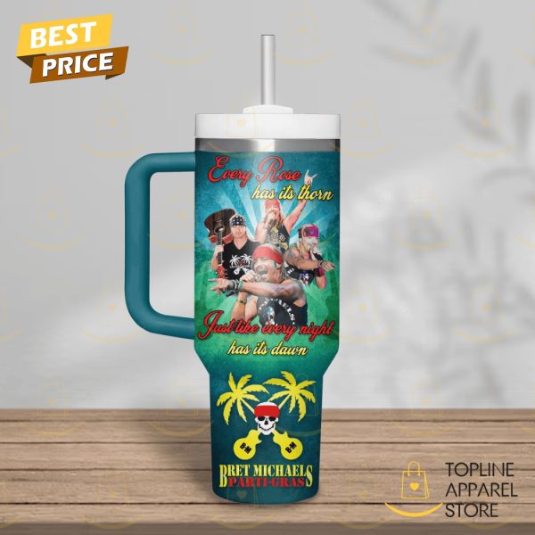 Personalized Bret Michaels Every Rose Has Its Thorn Tumbler With Handle And Straw