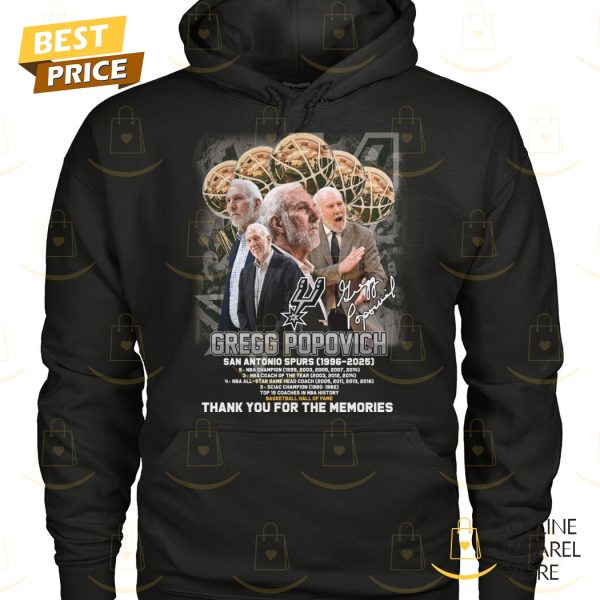 Gregg Popovich San Antonio Spurs 1996-2025 Signature Thank You For The Memories Unisex T-Shirt