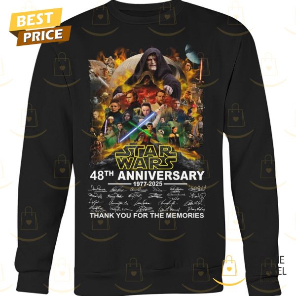 Star Wars 48th Anniversary 1977-2025 Signature Thank You For The Memories Unisex T-Shirt