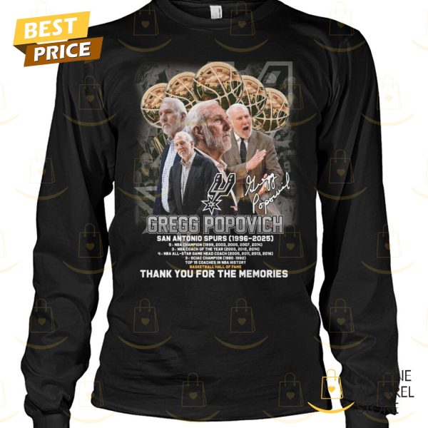 Gregg Popovich San Antonio Spurs 1996-2025 Signature Thank You For The Memories Unisex T-Shirt