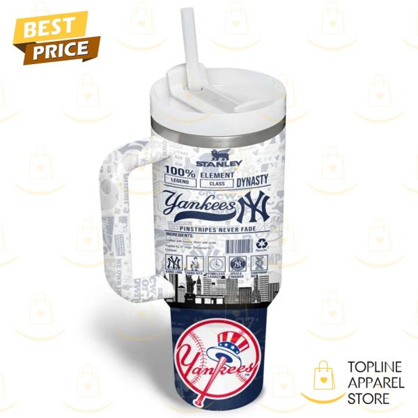 New York Yankees Pinstripes Never Fade Tumbler With Handle And Straw
